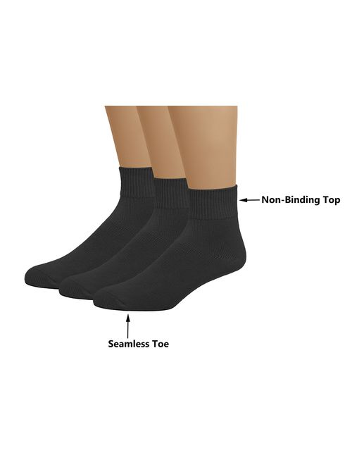 Classic Men's Diabetic Non-Binding Ankle Socks 3-Pack (Big and Tall Available)