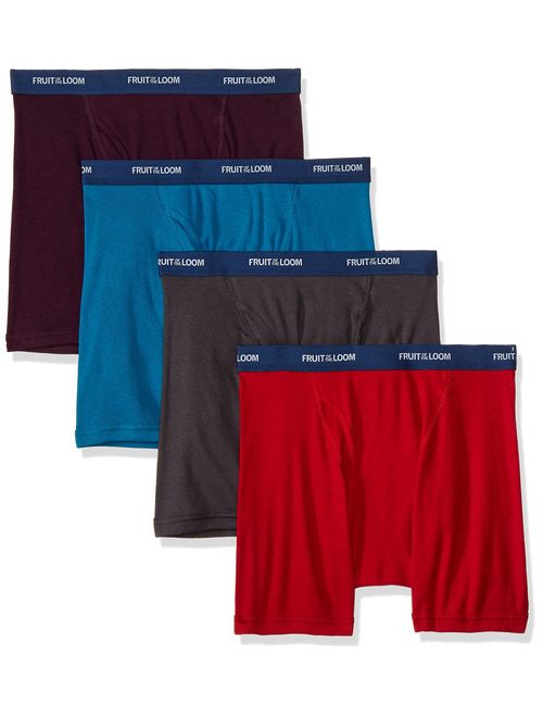 Fruit of the Loom Men's Cotton Solid Boxer Brief - Colors May Vary(Pack of 4)