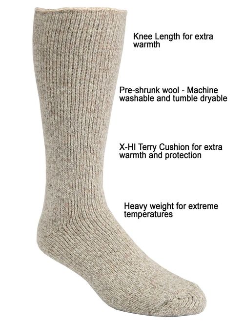 JB Field's -50 Below Icelandic Socks (Knee Length, Extra Warm Wool Cushion) - 2 Pairs