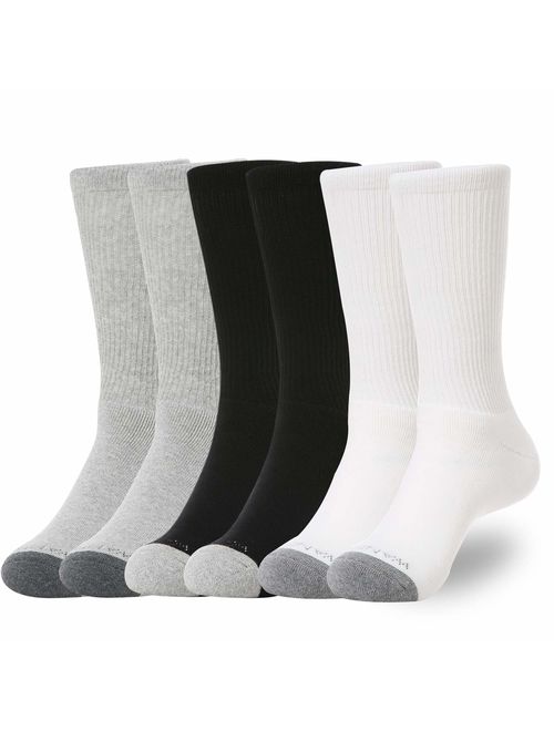 WANDER Men's Cotton Cushion Crew Socks Moisture Wicking for Running Hiking Everyday (8 Pairs)