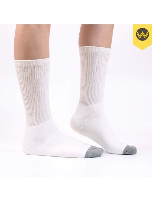 WANDER Men's Cotton Cushion Crew Socks Moisture Wicking for Running Hiking Everyday (8 Pairs)