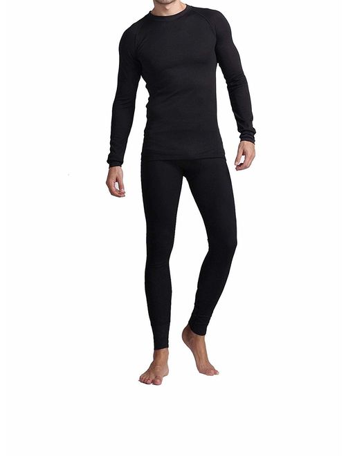 Thermal Underwear for Men, Mens Long Johns Set Fleece Lined Long Sleeve Thermals Black