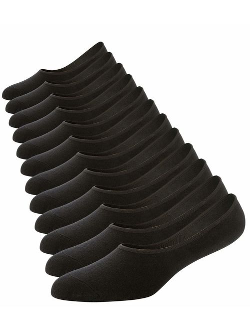 6 Pack Mens No Show Socks Casual Low Cut Thin Loafers Non Slip Boat Liners