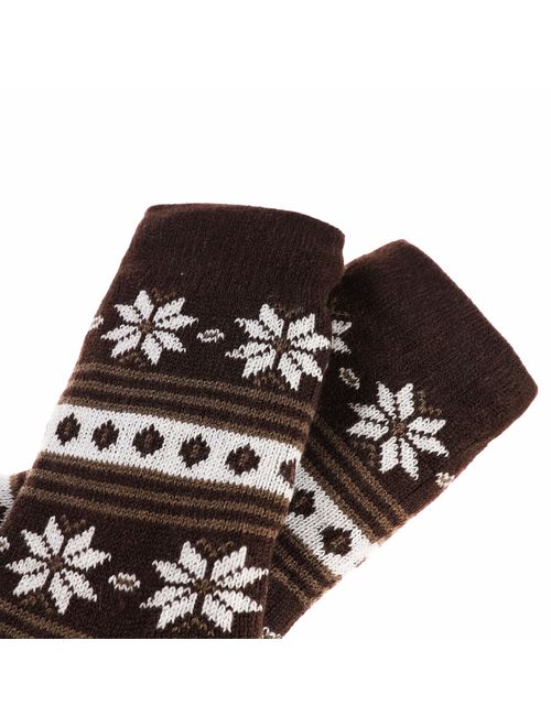 DoSmart Men's Winter Thermal Fleece Lining Knit Slipper Socks Skid Fuzzy Warm Indoor Home Socks 2 Pairs
