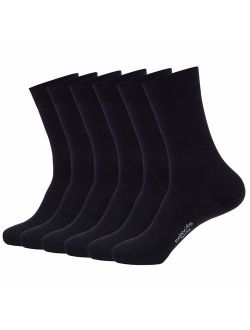 Mens Classic Cotton Dress Socks Thin Lightweight for Office Business Non-binding Comfortable Casual Crew Socks Black 6 Pack
