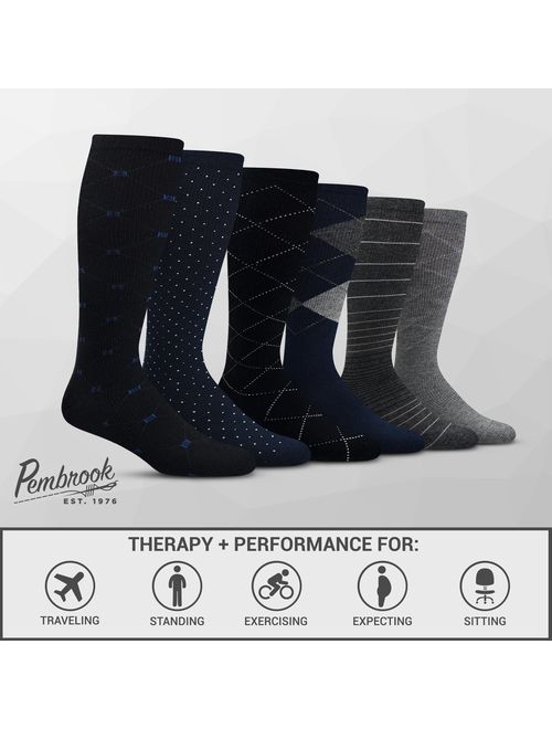 Men's Compression Socks (6-Pack) - Graduated Muscle Support - Athletic or Medical