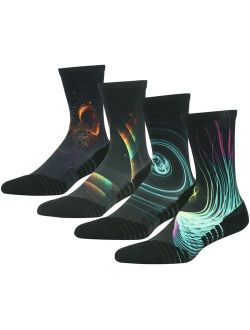 HUSO Unisex Fashion Digital Printing Sports Crew Hiking Socks 3, 4 Pairs