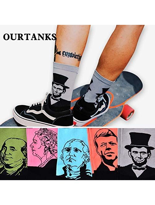 Famous Painting Art Printed Mens Dress Socks - HSELL Crazy Patterned Fun Crew Cotton Socks