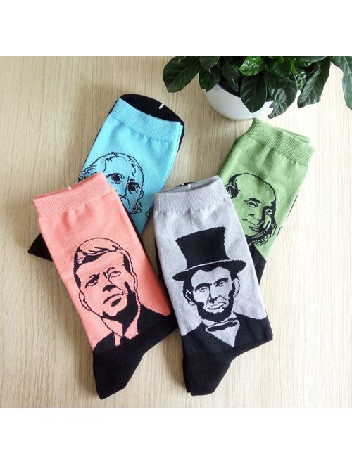 Famous Painting Art Printed Mens Dress Socks - HSELL Crazy Patterned Fun Crew Cotton Socks