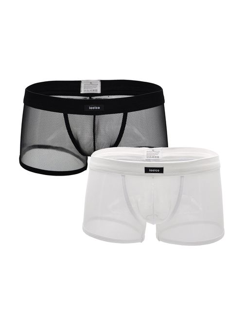 iooico Men's Boxer Briefs, Soft Mesh Underpants See-Through Air Underwear - Fishnet Design