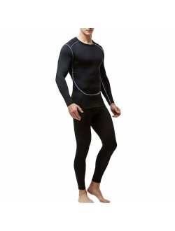 Men's Thermal Underwear Set, Base Layers Winter Sports Gear Compression Long Johns for Men - Long Sleeve Tops & Pants