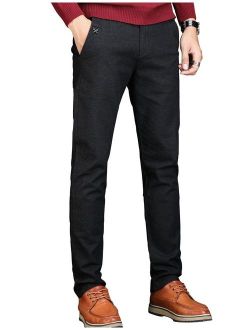 Men's Tapered Slim Fit Wrinkle-Free Casual Stretch Dress Pants,Classic Fit Flat Front Trousers