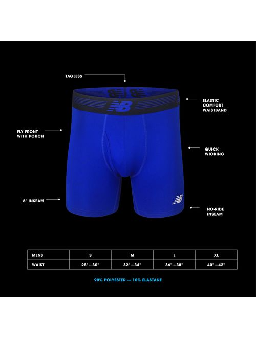 New Balance Men's 3" No Fly Boxer Brief with Built in Pouch Support, No Fly Boxer Trunks