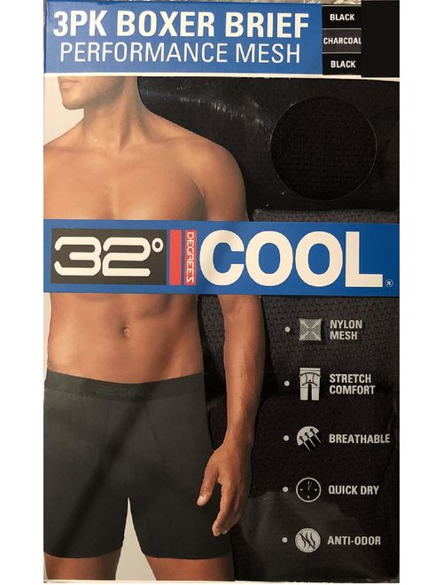 32 DEGREES Mens 3 Pack Active Mesh Boxer Brief