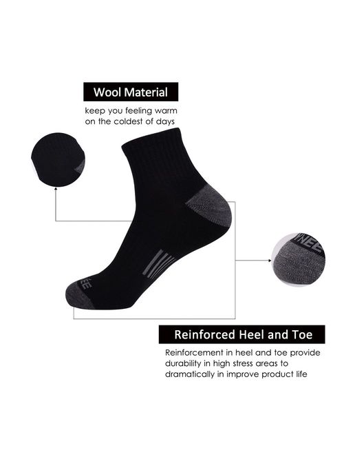 JOYNEE Men's 4 Pack Athletic Winter Warm Thermal Cushion Merino Wool Ankle Socks
