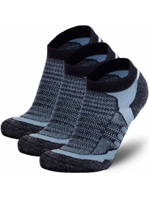 Pure Athlete Merino Wool Socks Men, Women - Low Cut Cushioned Athletic Running Sock, Moisture Wicking