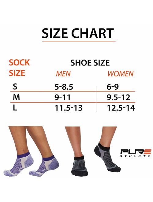 Pure Athlete Merino Wool Socks Men, Women - Low Cut Cushioned Athletic Running Sock, Moisture Wicking