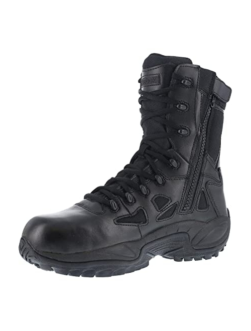 Reebok Mens Rapid Response Leather Tactical Boots Black 8.5 Medium (B,M)