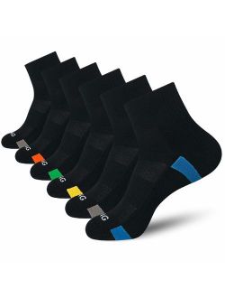 BERING Men's Athletic Cushion Quarter Socks for Running, Hiking, Work (6 Pack)