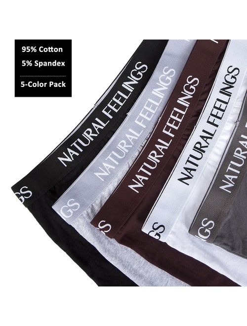Natural Feelings Mens Underwear Boxer Briefs Men Pack of 5 Soft Cotton Open Fly Underwear