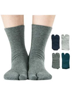 Men's Flip Flop Socks Tabi Split Toe Geta Wicking Cotton Pack of 4