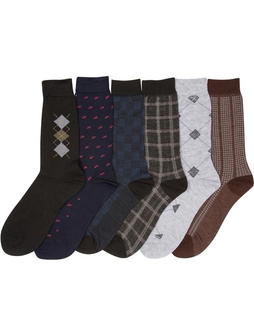 Sakkas Mens Pattern Dress Socks Value Assorted 6-Pack