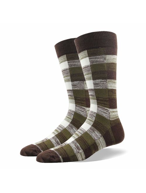 Gift Boxed Men's Dress Socks Big and Tall 6-Pack Argyle Striped Dark Color Classic Style