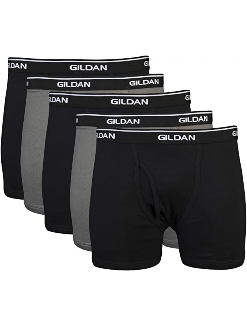 Buy Gildan Platinum Men's Cotton Solid Elastic Waist 5-Pack Boxer Brief ...