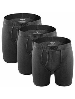 CLEVEDAUR Men's Underwear 6 Inches Modal Mens Boxer Briefs (Pack of 3)