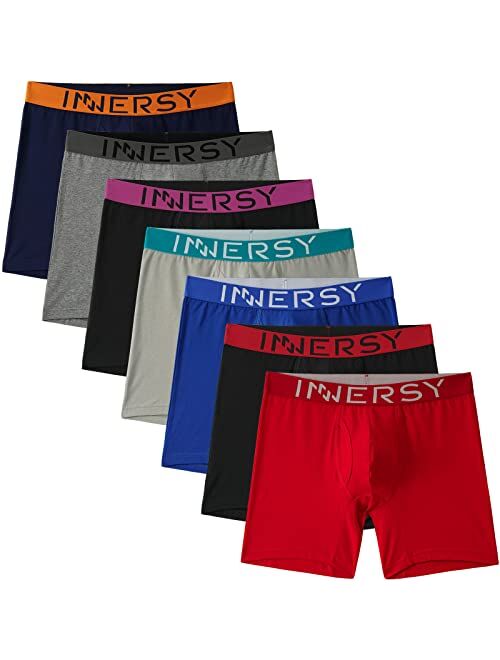 INNERSY Men's Cotton Boxer Briefs 7 Pack Rainbow Colorful Stretchy Cotton Underwear for a Week