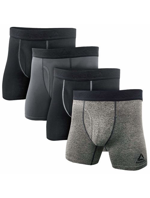 Reebok Men's 4 Pack Performance Boxer Briefs with Comfort Pouch