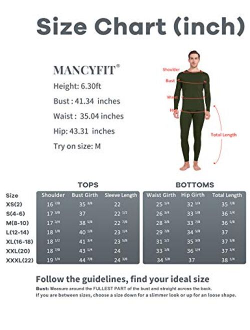 MANCYFIT Thermal Underwear for Men Long Johns Set Fleece Lined Ultra Soft 