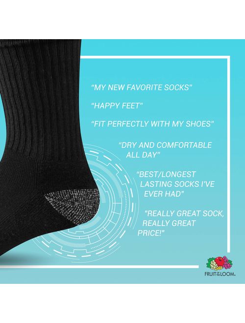 Fruit of the Loom Men's Half Cushion Dual Defense Ankle Socks (12 Pack)