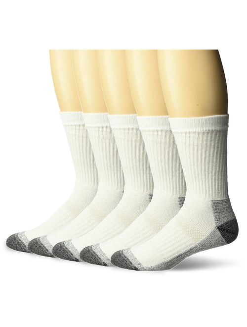 Fruit of the Loom Men's Cotton Work Gear Crew Socks | Cushioned, Wicking, Durable | 5 Pack