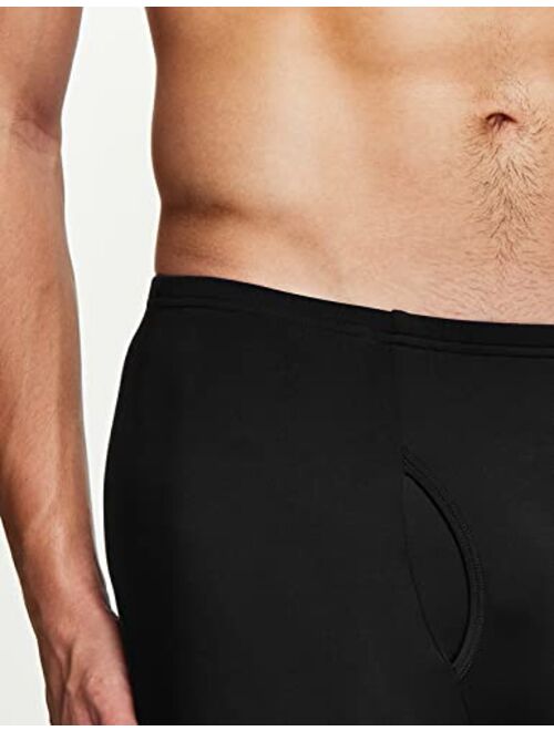 TSLA Men's 2 Pack Thermal Microfiber Fleece Lined Bottom Underwear Long Johns Stretchy with Fly