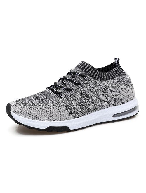 WELMEE Men's Knit Breathable Comfortable Sneakers Lightweight Athletic Tennis Walking Running Shoes