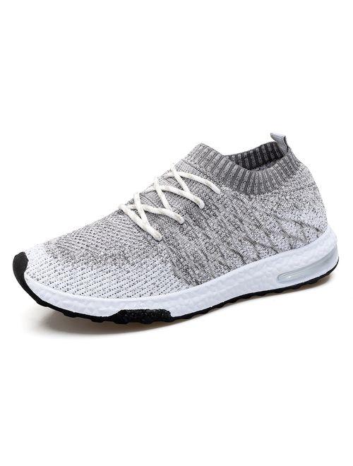 WELMEE Men's Knit Breathable Comfortable Sneakers Lightweight Athletic Tennis Walking Running Shoes