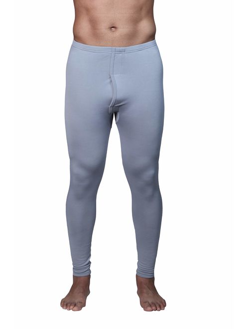 Real Essentials 3 Pack: Men's Thermal Underwear Base Layer Fleece Lined Compression Pants with Functional Fly