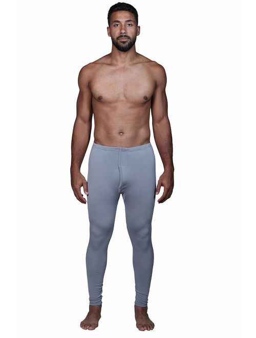 Real Essentials 3 Pack: Men's Thermal Underwear Base Layer Fleece Lined Compression Pants with Functional Fly