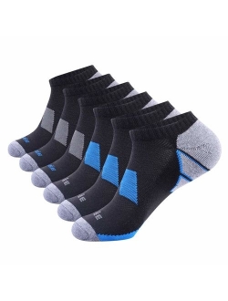Men's 6 Pack Athletic No Show Performance Comfort Cushioned Low Cut Socks