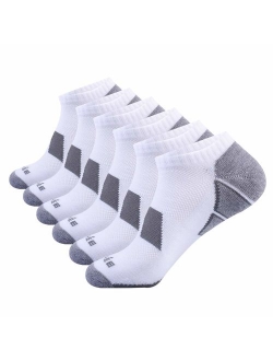 Men's 6 Pack Athletic No Show Performance Comfort Cushioned Low Cut Socks