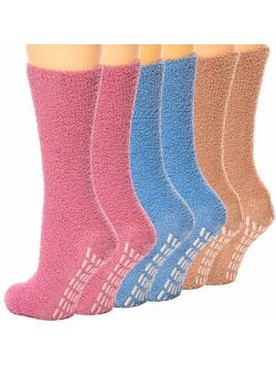Debra Weitzner Non slip Hospital Socks Women Men Fuzzy Socks Cozy Socks 6 pairs