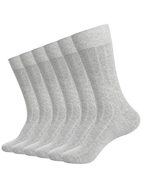 WANDER Mens Classic Dress Socks 6 Pairs for Office Work Lightweight Business Men 7-12/13-15