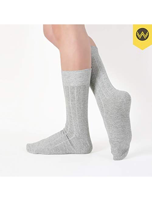 WANDER Mens Classic Dress Socks 6 Pairs for Office Work Lightweight Business Men 7-12/13-15