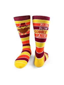 Run Now Gobble Later (Yellow/Orange/Brown) Printed Mid Calf Socks | Running Socks by Gone For a Run | Multiple Sizes