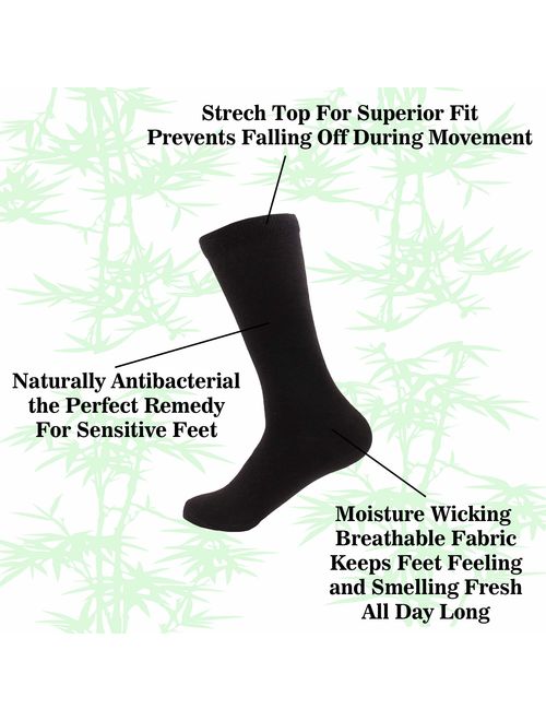 BambooMN Bamboo Socks - Men's Rayon from Bamboo Fiber Moisture Wicking Antibacterial Classic Casual Dress Socks