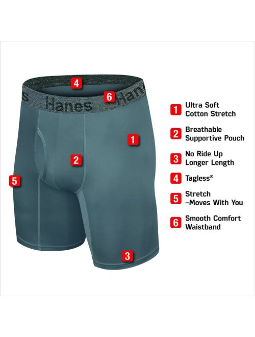 Hanes Men's 3-Pack Comfort Flex Fit Ultra Soft Long Leg Boxer Brief