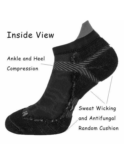 Toes&Feet Men's Anti Odor Quick-Dry Cushion Low-Cut Compression Running Socks