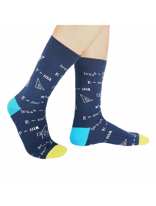 HAPPYPOP Men's Novelty Funny School Socks, Crazy Math Formula Nerdy Genius Socks