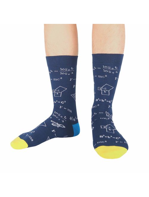 HAPPYPOP Men's Novelty Funny School Socks, Crazy Math Formula Nerdy Genius Socks